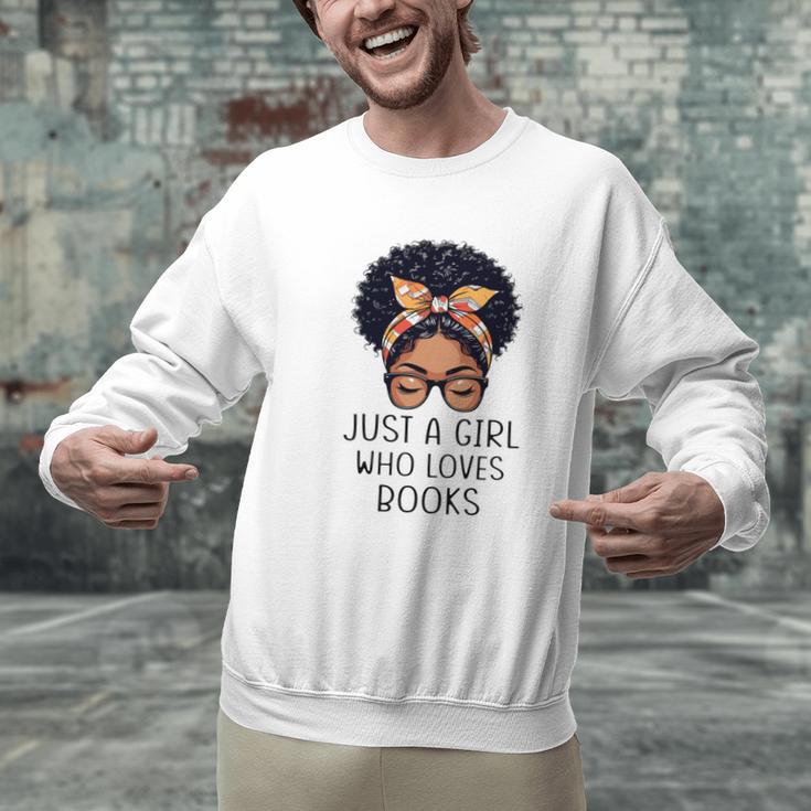 Just a Girl Who Loves Books Messy Bun Black Women Reading Unisex Sweatshirt Just a Girl Who Loves Books Messy Bun Black Women Reading Unisex Sweatshirt