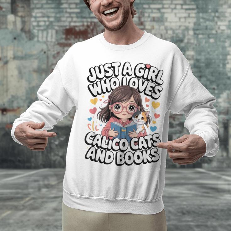 Kawaii Cat And Books Just A Girl Who Loves Both Unisex Sweatshirt Kawaii Cat And Books Just A Girl Who Loves Both Unisex Sweatshirt