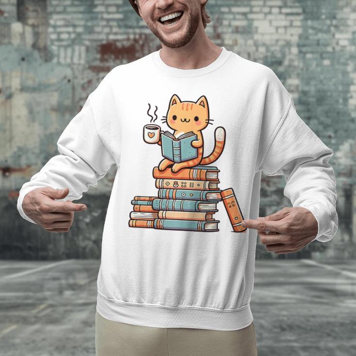 Kawaii Cat Coffee Books Teacher Men Women Girls Kids Unisex Sweatshirt Kawaii Cat Coffee Books Teacher Men Women Girls Kids Unisex Sweatshirt