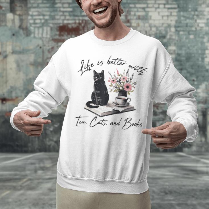 Life Better With 2 Cats Books Kitten Kitty Women Girls Kids Unisex Sweatshirt
