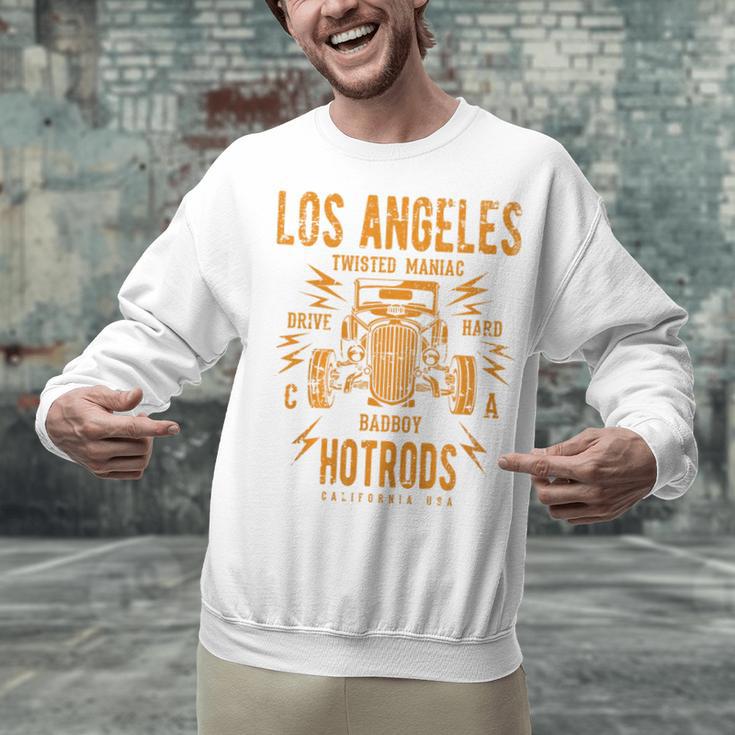 Los Angeles Hotrods Automotive Nostalgia Distressed Premium Tri-Blend Unisex Sweatshirt