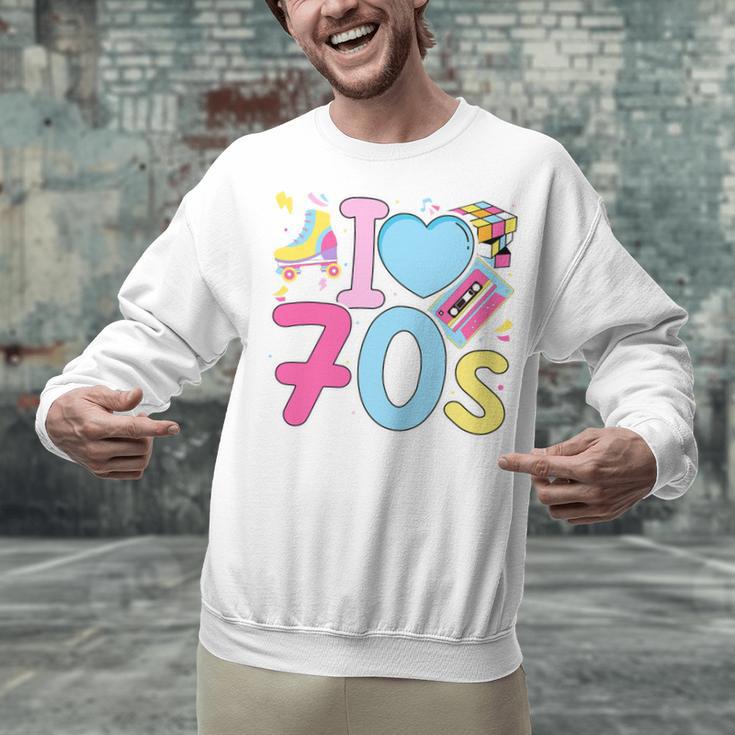 I Love 70's Retro Style Nostalgia Vibe 1970's Party Premium Tri-Blend Unisex Sweatshirt
