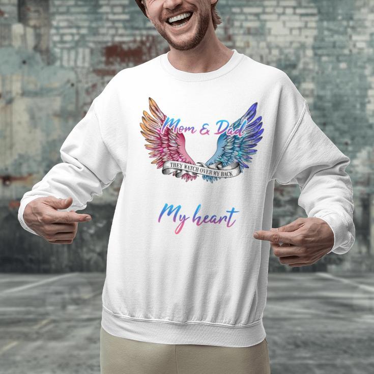 In Memory Of Mom Dad In Heaven Guardian Angel Wings Memorial Unisex Sweatshirt In Memory Of Mom Dad In Heaven Guardian Angel Wings Memorial Unisex Sweatshirt