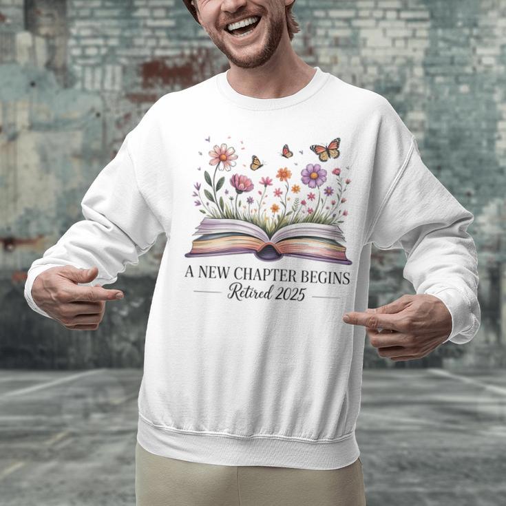 a New Chapter Begins Retired 2025 Floral Book Retirement Unisex Sweatshirt