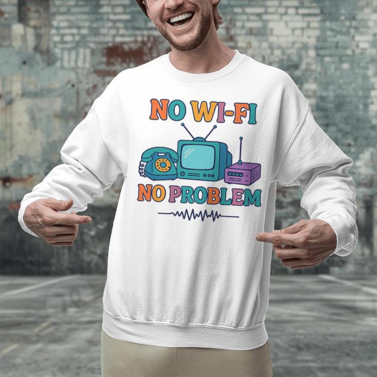 No Wi-Fi No Problem – Retro Dial Up Tech Nostalgia Premium Tri-Blend Unisex Sweatshirt