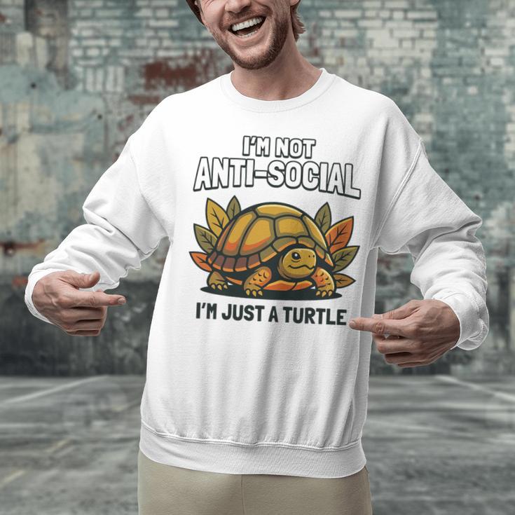 Not Anti Social Im Just A Turtle Sarcastic Introvert Humor Premium Tri-Blend Unisex Sweatshirt