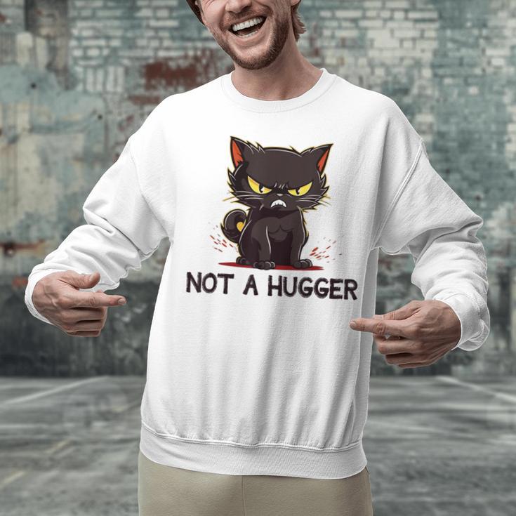 Not A Hugger Tee Angry Cat Sarcastic Cute Introvert Unisex Sweatshirt