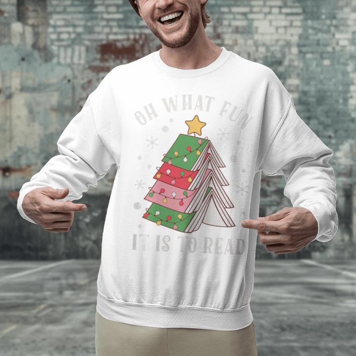 Oh What Fun It Is To Read Book Christmas Tree Premium Tri-Blend Unisex Sweatshirt