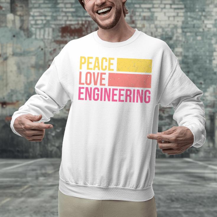 Peace Love Engineering Engineer School Graduation Retro Unisex Sweatshirt