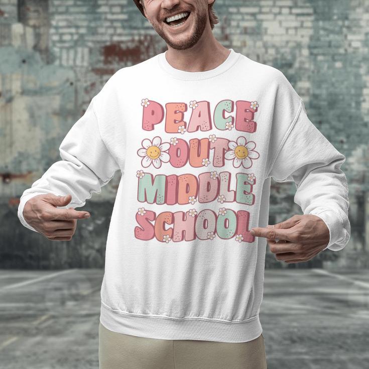 Peace Out Middle School Graduation Groovy Last Day Of School Unisex Sweatshirt