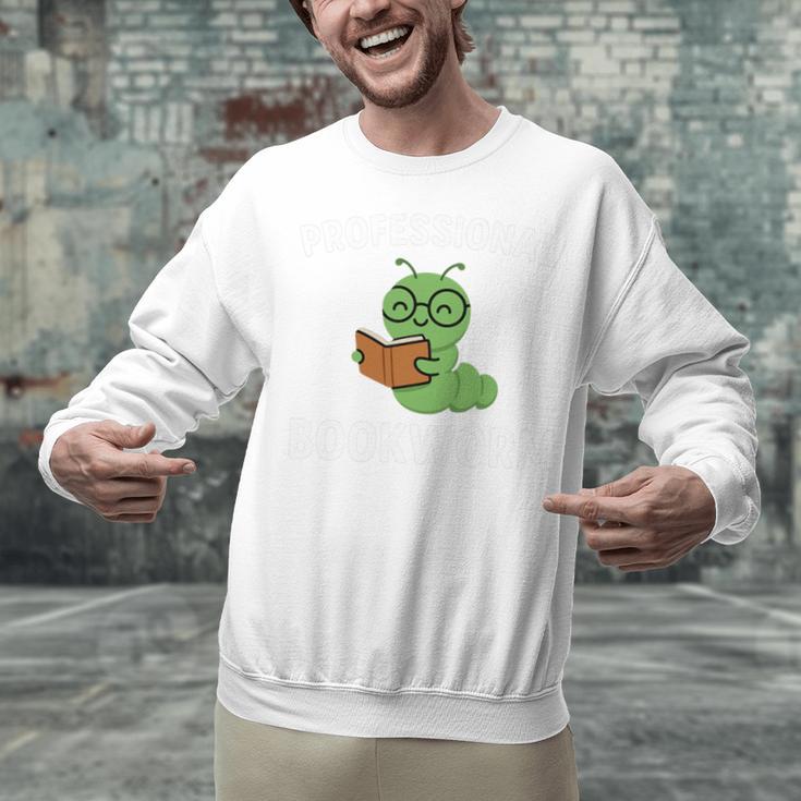 Professional Bookworm Reading Lover Cute Worm Glasses Book Unisex Sweatshirt