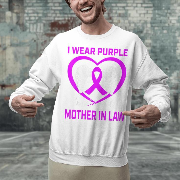 Purple In Memory Of Mother In Law Alzheimers Dementia Heart Unisex Sweatshirt