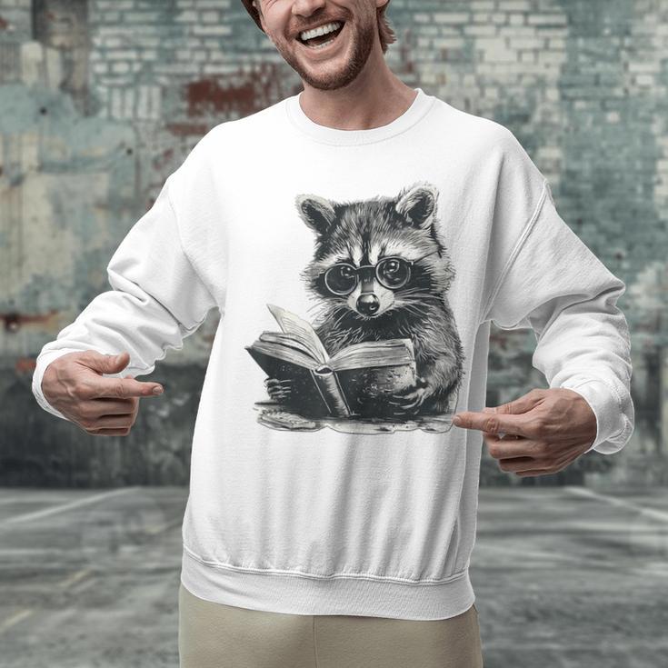 Raccoon With Book Cute Raccoons Reading Books Unisex Sweatshirt