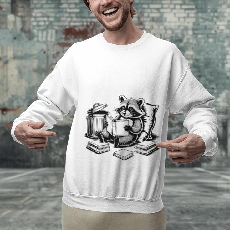 Raccoon Reading A Book Vintage Trash Reader Unisex Sweatshirt