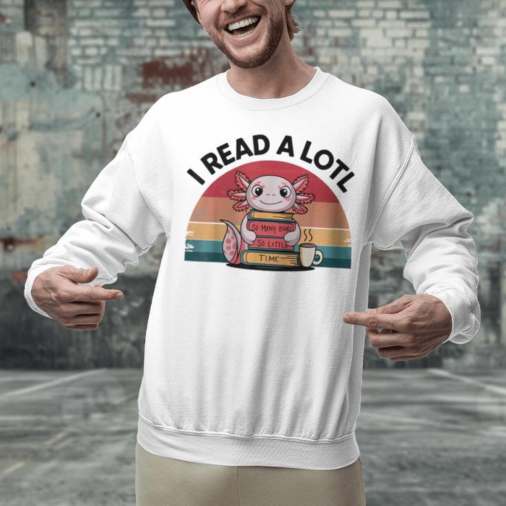 I Read Alotl Axolotl Retro Reading Books Lover Vintage Unisex Sweatshirt