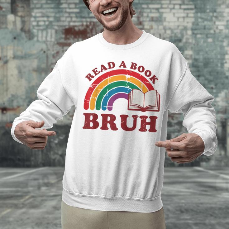 Read A Book Bruh Rainbow Vintage Reading Library Student Unisex Sweatshirt