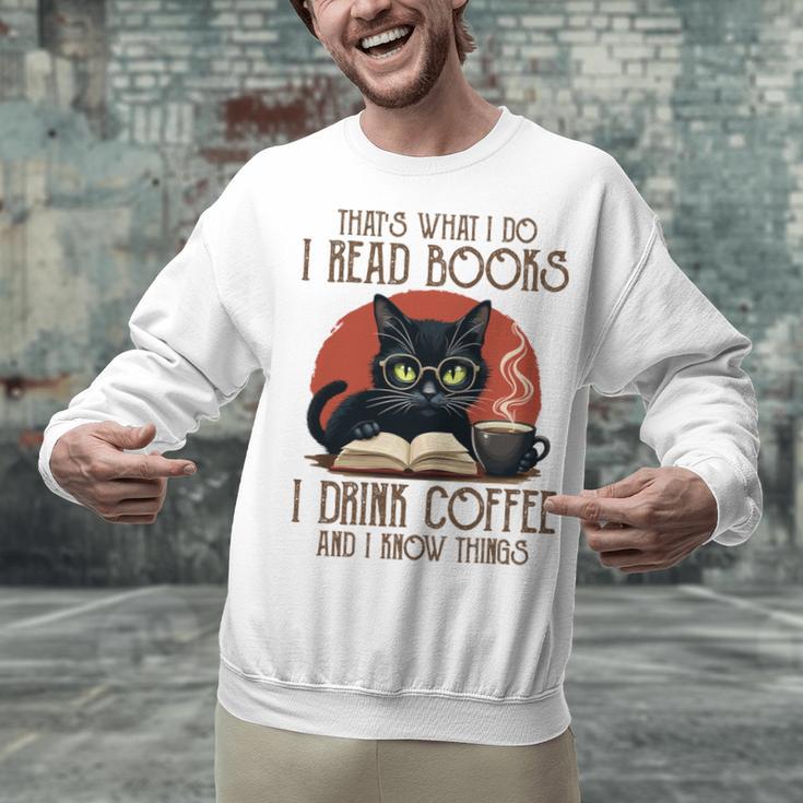 i Read Books And i Know Things Cat Reading Coffee Unisex Sweatshirt i Read Books And i Know Things Cat Reading Coffee Unisex Sweatshirt