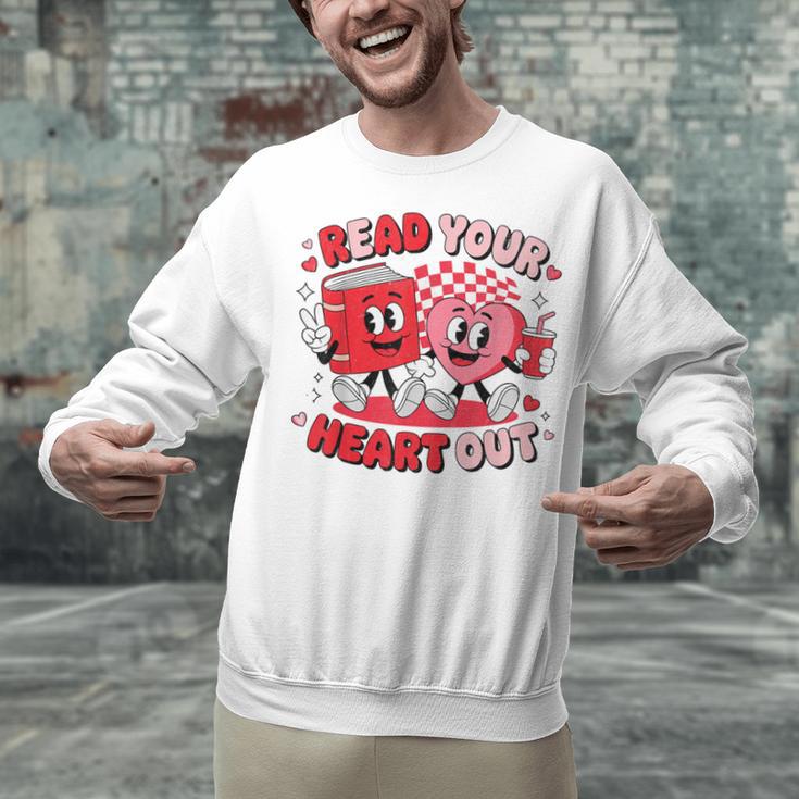 Read Your Heart Out Valentine's Day Retro Teacher Bookish Unisex Sweatshirt