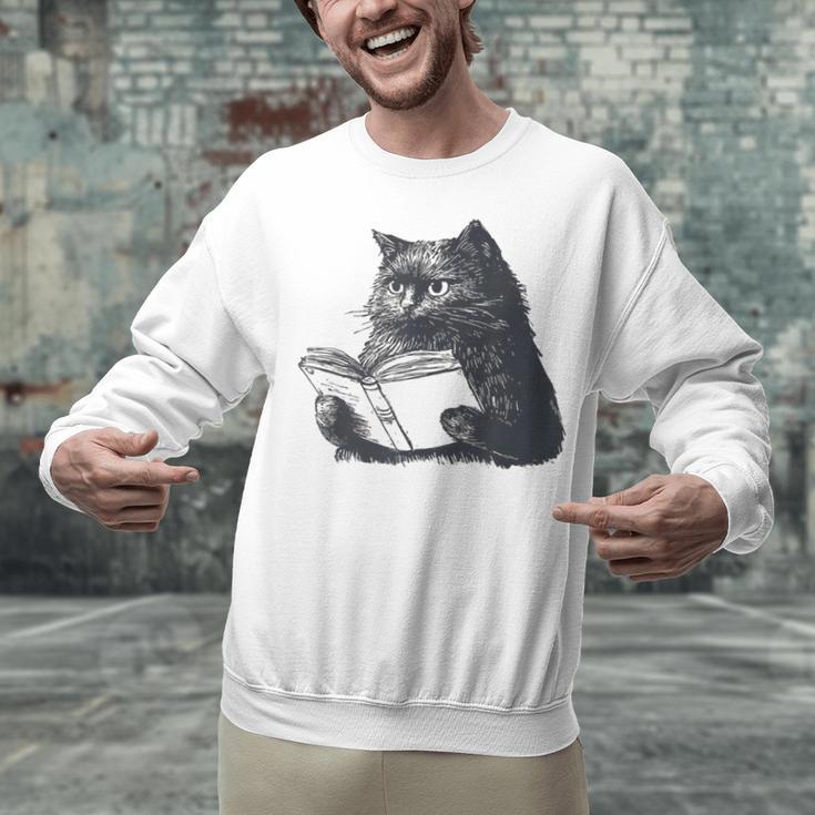 Reading Cat Cat Book Lover Unisex Sweatshirt