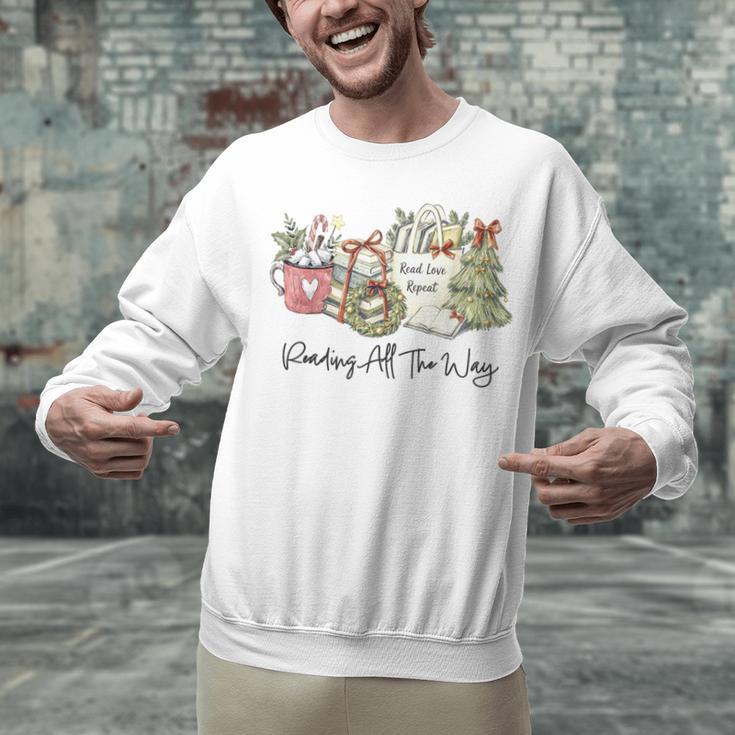 Reading All The Way Christmas Book Lover For Women And Teens Unisex Sweatshirt