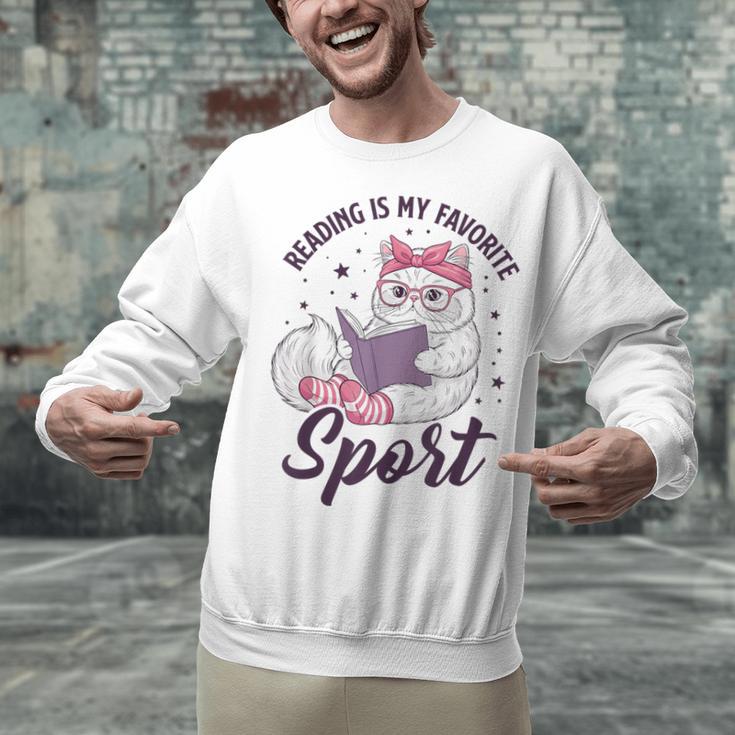 Reading Is My Favorite Sport Saying Cat And Book Lover Unisex Sweatshirt Reading Is My Favorite Sport Saying Cat And Book Lover Unisex Sweatshirt