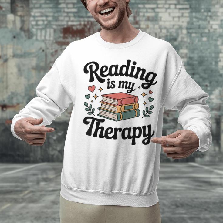Reading Is My Therapy Book Lover Bookworm Unisex Sweatshirt