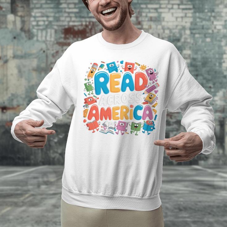Reads Across Tee America Reading Teacher Books Reader Kids Unisex Sweatshirt