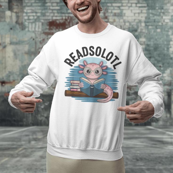 Readsolotl Book Lover Reading Axolotl Kids Reader Unisex Sweatshirt
