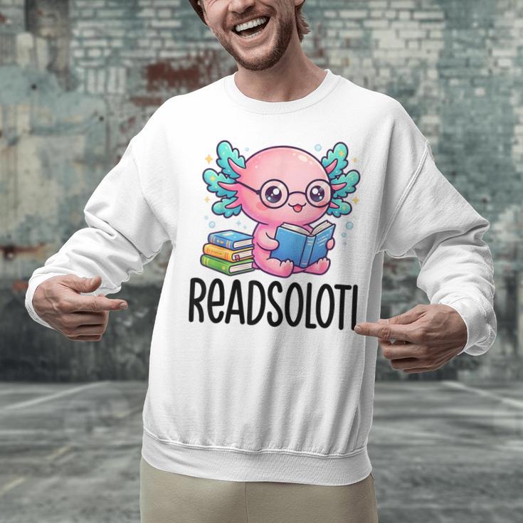 Readsolotl Cute Axolotl Reading Book Kawaii Pink Aesthetic Unisex Sweatshirt Readsolotl Cute Axolotl Reading Book Kawaii Pink Aesthetic Unisex Sweatshirt