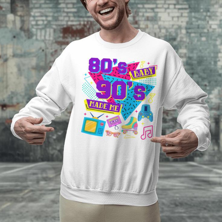 Retro 1980s 80's Baby 1990s 90's Made Me Nostalgia Birthday Premium Tri-Blend Unisex Sweatshirt