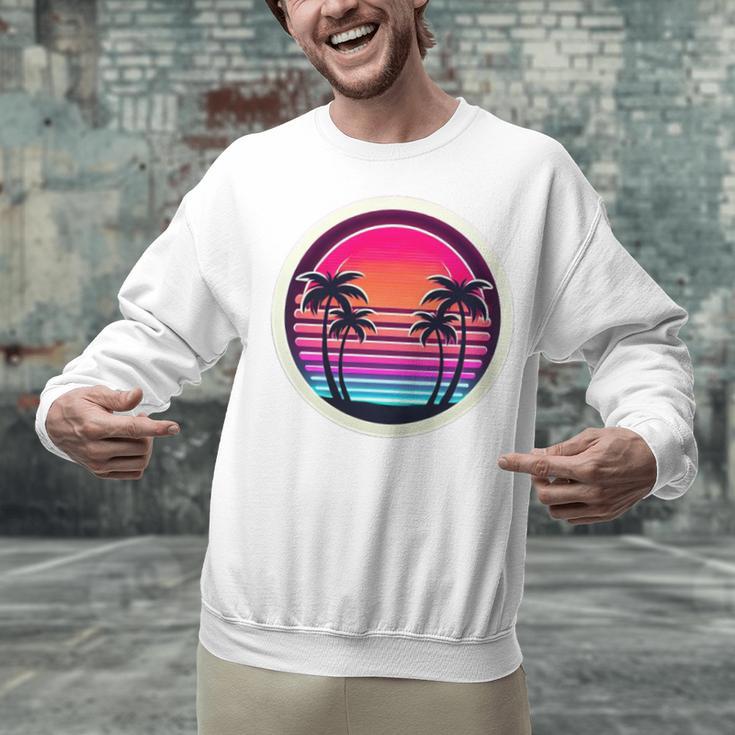 Retro 80s Synthwave Sunset & Palm Trees Retro Nostalgia 80s Unisex Sweatshirt