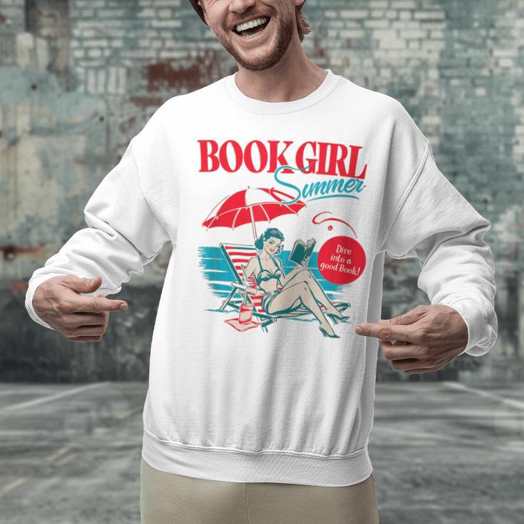 Retro Book Girl Summer For Women Beach Reading Unisex Sweatshirt