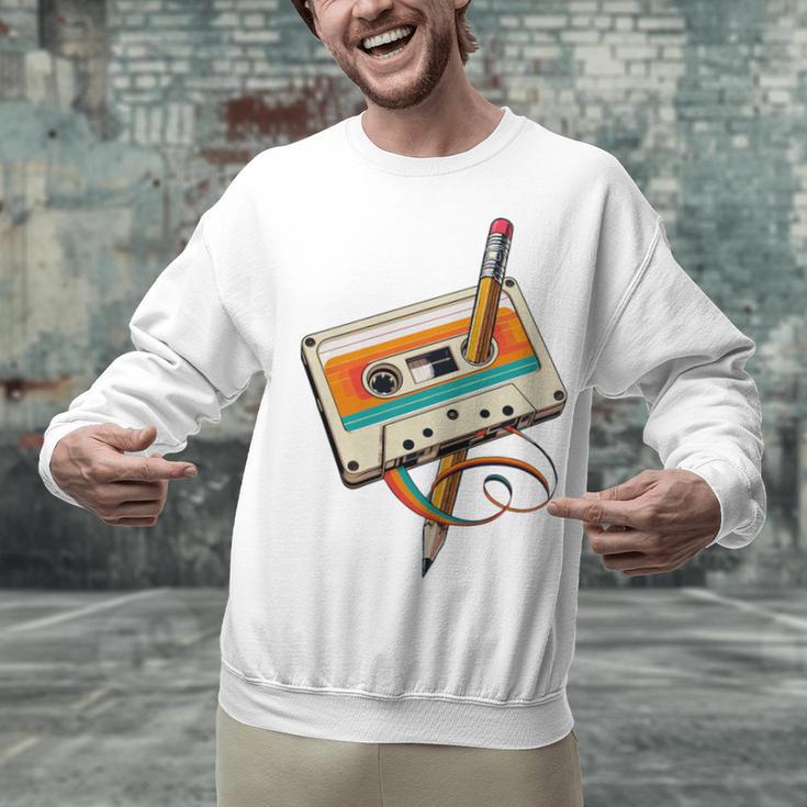 Retro Cassette Tape & Pencil Rewind Nostalgia Party 80s 90s Unisex Sweatshirt