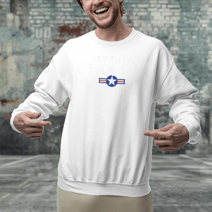 Retro Get To Da Choppa Shirt 80s Movie Nostalgia Tee Premium Tri-Blend Unisex Sweatshirt