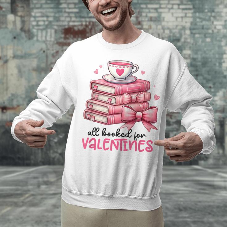 Retro Groovy Valentine Men Women Kid Tees By Emily All Booked For Valentines Book Reading Bookworm Nerdy Unisex Sweatshirt
