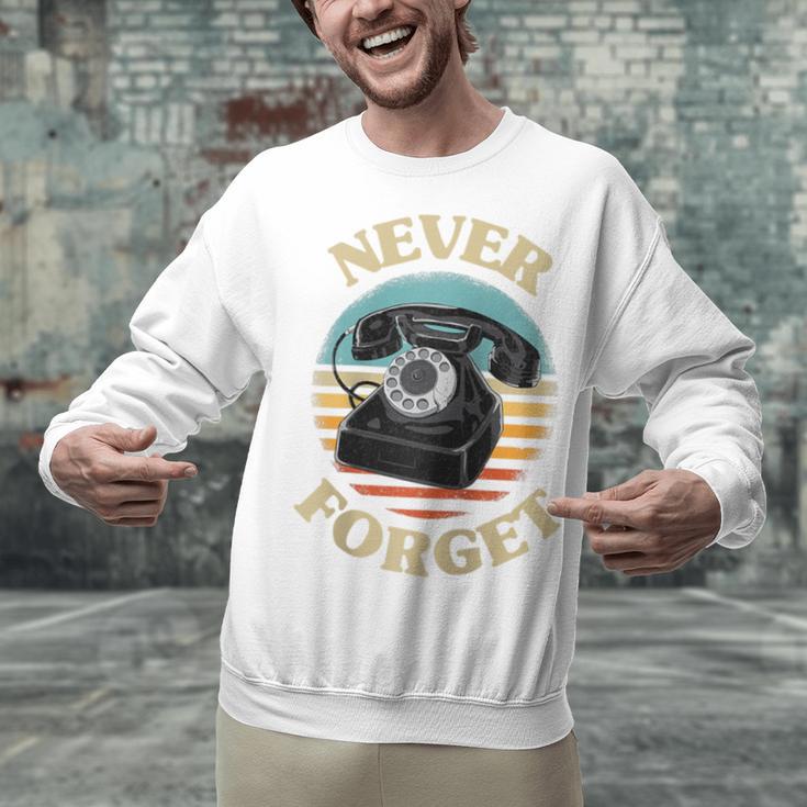 Retro Phone Never Forget Nostalgia Vintage Raglan Baseball Tee Unisex Sweatshirt