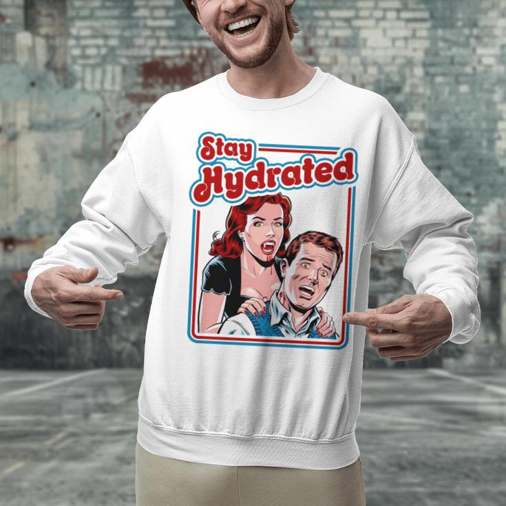 Retro Vampire Book Cover Style Stay Hydrated Halloween Unisex Sweatshirt