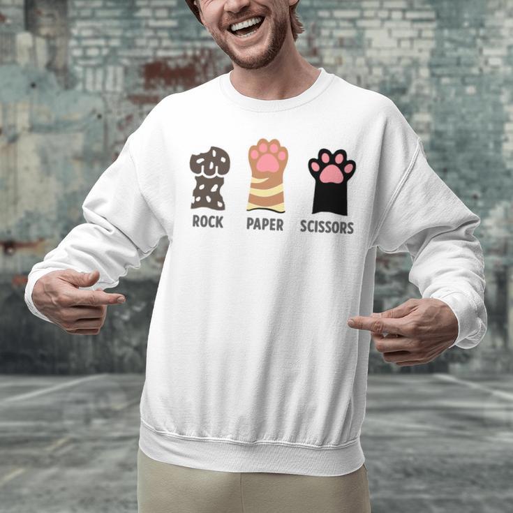 Rock Paper Scissors Hand Game Cute Paw Cat Introvert Unisex Sweatshirt