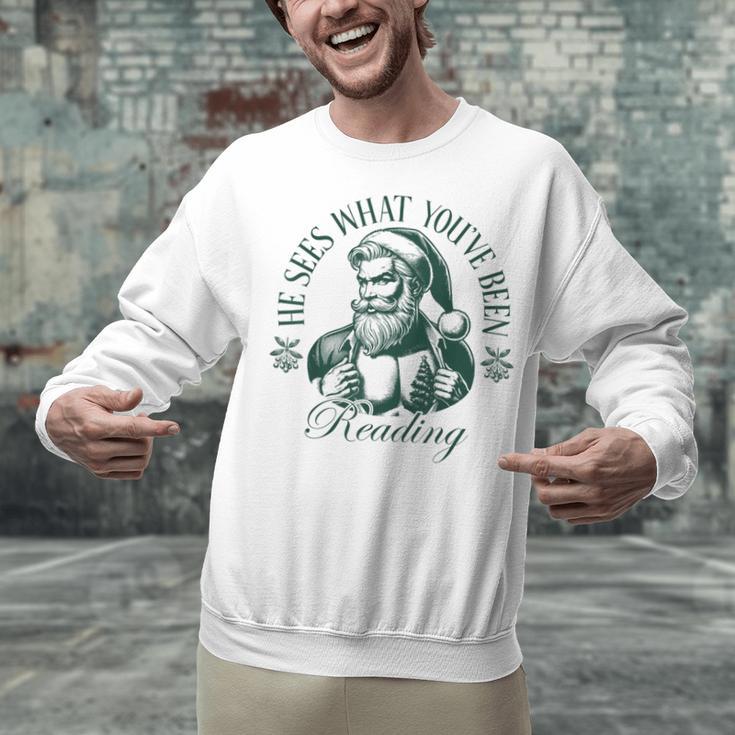 He Sees What You'Ve Been Reading Bookish Christmas Unisex Sweatshirt