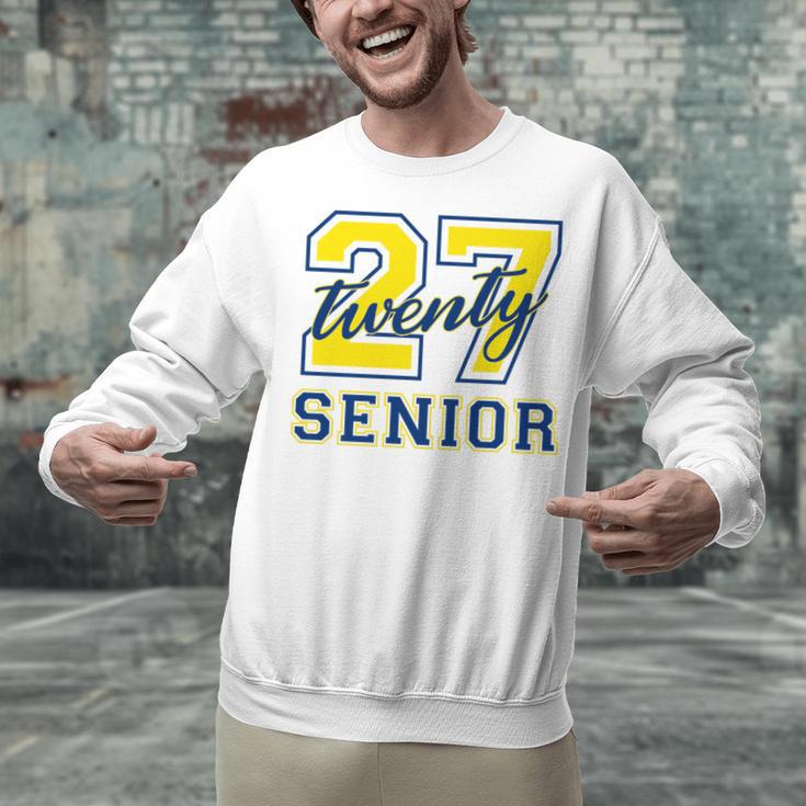 Senior Class Of 2027 Graduation Yellow And Blue On The Back Premium Tri-Blend Unisex Sweatshirt