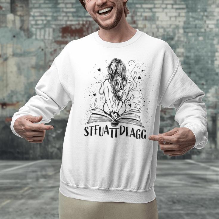 Sexy STFUATTDLAGG Hot Woman Reading Spicy Good Book Love Unisex Sweatshirt