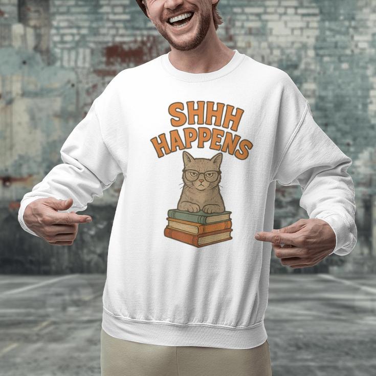 SHHH Happens Librarian Cat Books Library Unisex Sweatshirt SHHH Happens Librarian Cat Books Library Unisex Sweatshirt