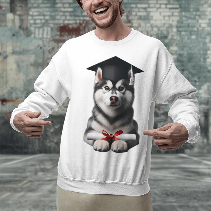 Siberian Husky Dog Graduation Cap Training School Graduate Men Women Kids Unisex Sweatshirt