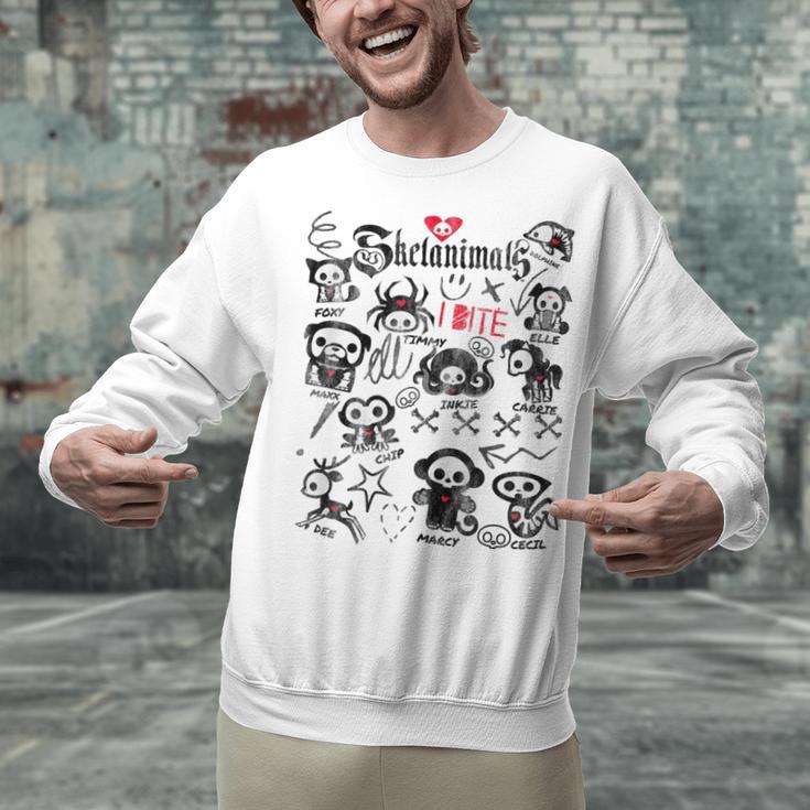 Skelanimals I Bite Vintage Retro Dead Pet Textbook Collage Unisex Sweatshirt