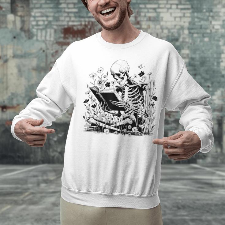 Skeleton Skull Halloween Book Reading Books Lover Teacher Unisex Sweatshirt Skeleton Skull Halloween Book Reading Books Lover Teacher Unisex Sweatshirt
