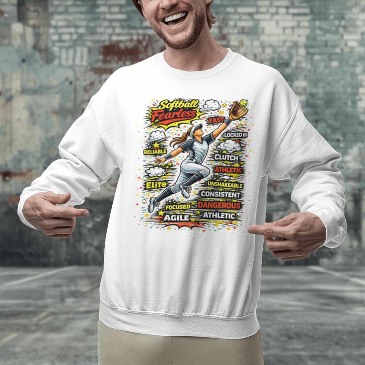 Softball Outfielder Best Traits Brave Retro Comic Book Art Premium Tri-Blend Unisex Sweatshirt