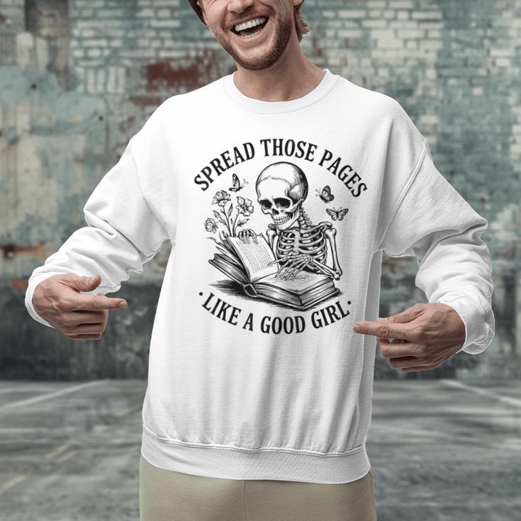 Spread Those Pages Like A Good Girl Skeleton Floral Book Unisex Sweatshirt Spread Those Pages Like A Good Girl Skeleton Floral Book Unisex Sweatshirt