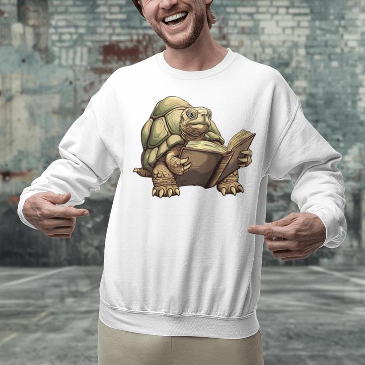 Sulcata Tortoise Reading A Book Unisex Sweatshirt