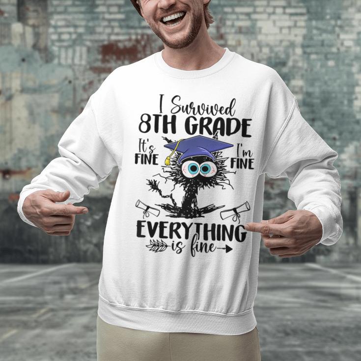 I Survived 8th Grade Graduated Cat Graduation Unisex Sweatshirt