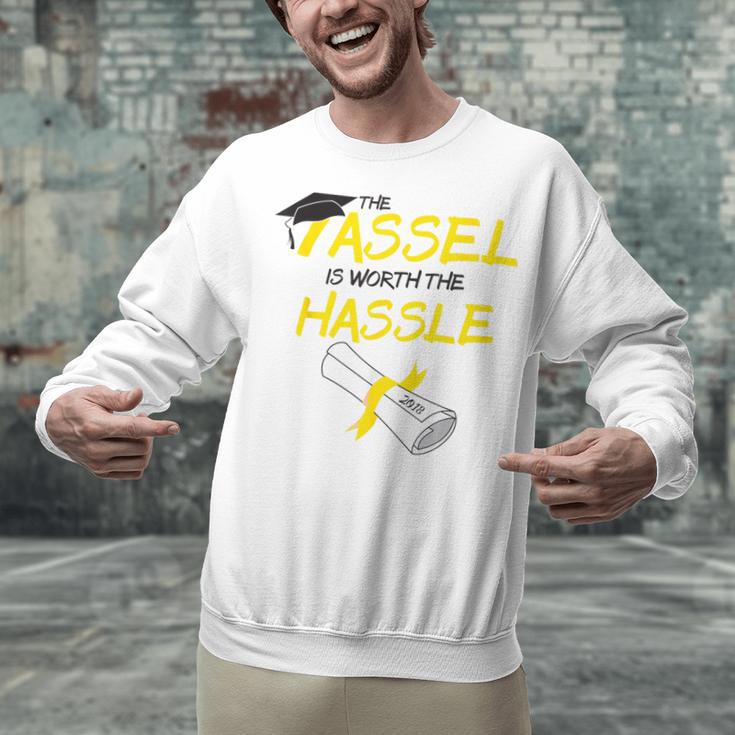 Tassel Worth The Hassle 2018 Graduation Quote Ylw Unisex Sweatshirt